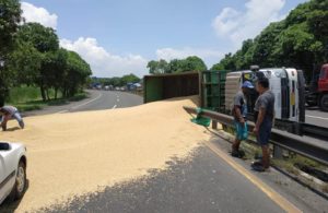 Dump Truk Terguling di Tol Perak arah Waru