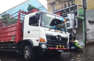 Truk Terperosok di Wadungasri