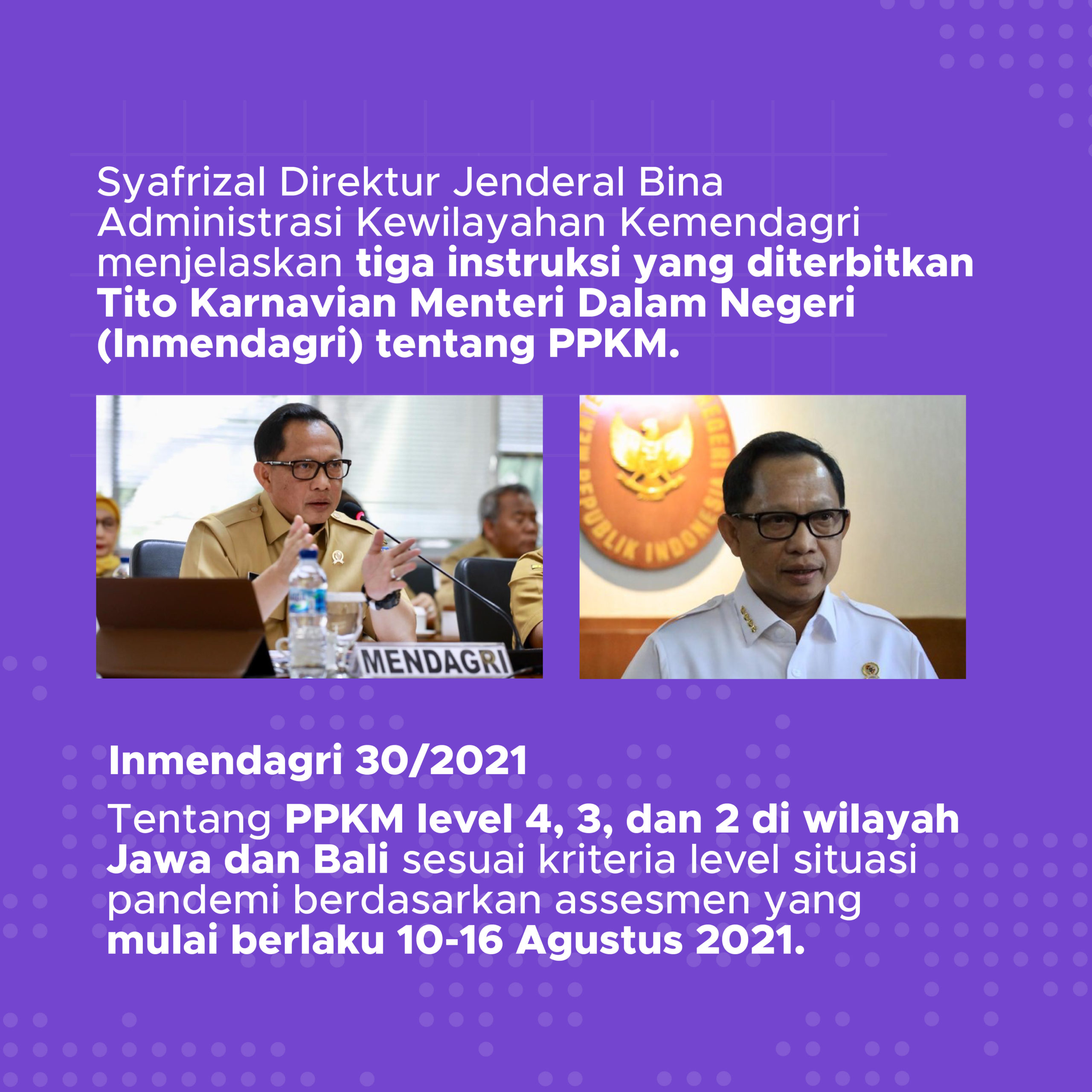 Tiga Instruksi Mendagri Tentang PPKM