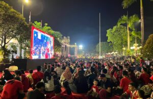 Semarah Nobar Timnas U-23 di Balai Kota Surabaya