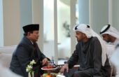 Prabowo Subianto Menhan sekaligus presiden terpilih (kiri) bertemu dengan Sheikh Mohammed bin Zayed Al Nahyan atau MBZ Presiden Uni Emirat Arab (kanan), di Istana Al Shati, Abu Dhabi, Senin (13/5/2024). Foto: Humas Menhan